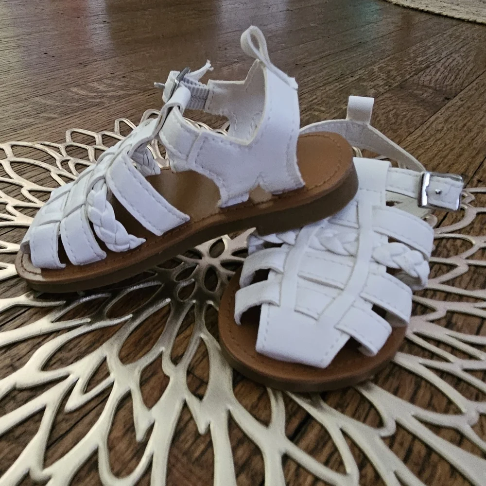 White Covered Toe Sandals. Never Worn Size 6